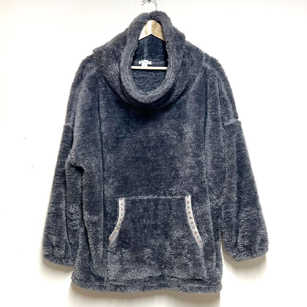 Sundance Womens Gray Cowl Neck Sherpa Mountain Loft Pullover Teddy Sweater XL